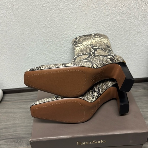 Franco Sarto Briar Dress Ankle Bootie Snake Print Leather - Picture 3 of 7